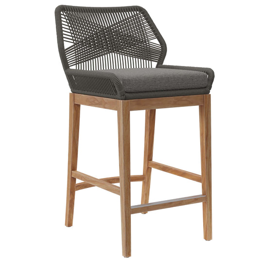Modway - Wellspring Outdoor Patio Teak Wood Bar Stool by Modway  Outdoor Furniture Bar and Dining Gray - EEI-5746-GRY-GPH
