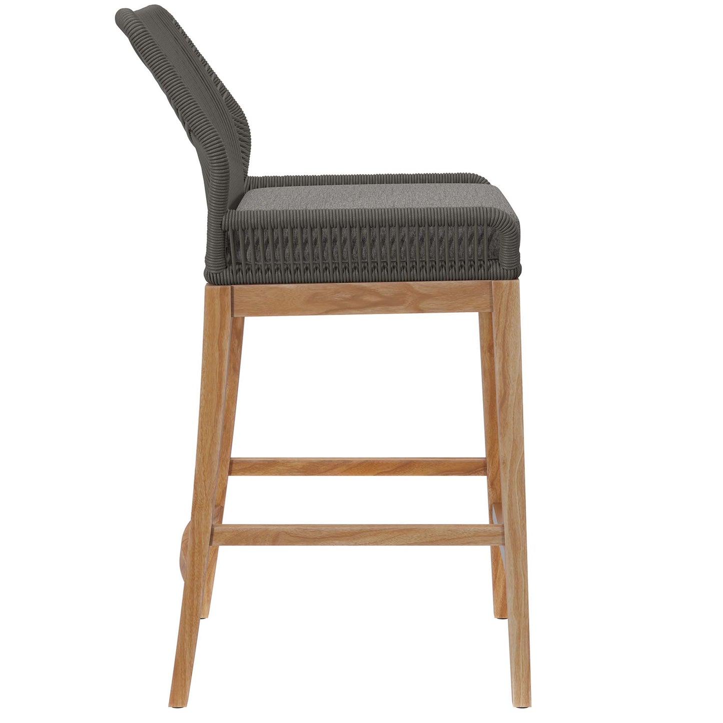 Modway - Wellspring Outdoor Patio Teak Wood Bar Stool by Modway  Outdoor Furniture Bar and Dining Gray - EEI-5746-GRY-GPH