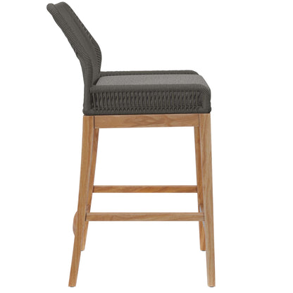 Modway - Wellspring Outdoor Patio Teak Wood Bar Stool by Modway  Outdoor Furniture Bar and Dining Gray - EEI-5746-GRY-GPH