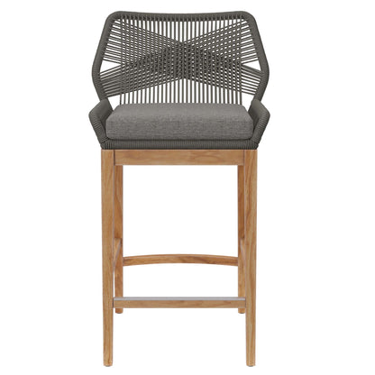 Modway - Wellspring Outdoor Patio Teak Wood Bar Stool by Modway  Outdoor Furniture Bar and Dining Gray - EEI-5746-GRY-GPH