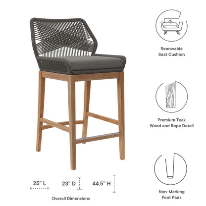 Modway - Wellspring Outdoor Patio Teak Wood Bar Stool by Modway  Outdoor Furniture Bar and Dining Gray - EEI-5746-GRY-GPH