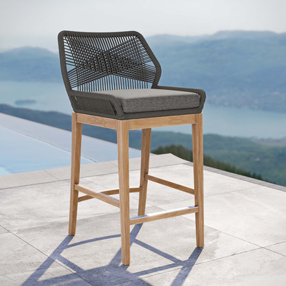 Modway - Wellspring Outdoor Patio Teak Wood Bar Stool by Modway  Outdoor Furniture Bar and Dining Gray - EEI-5746-GRY-GPH
