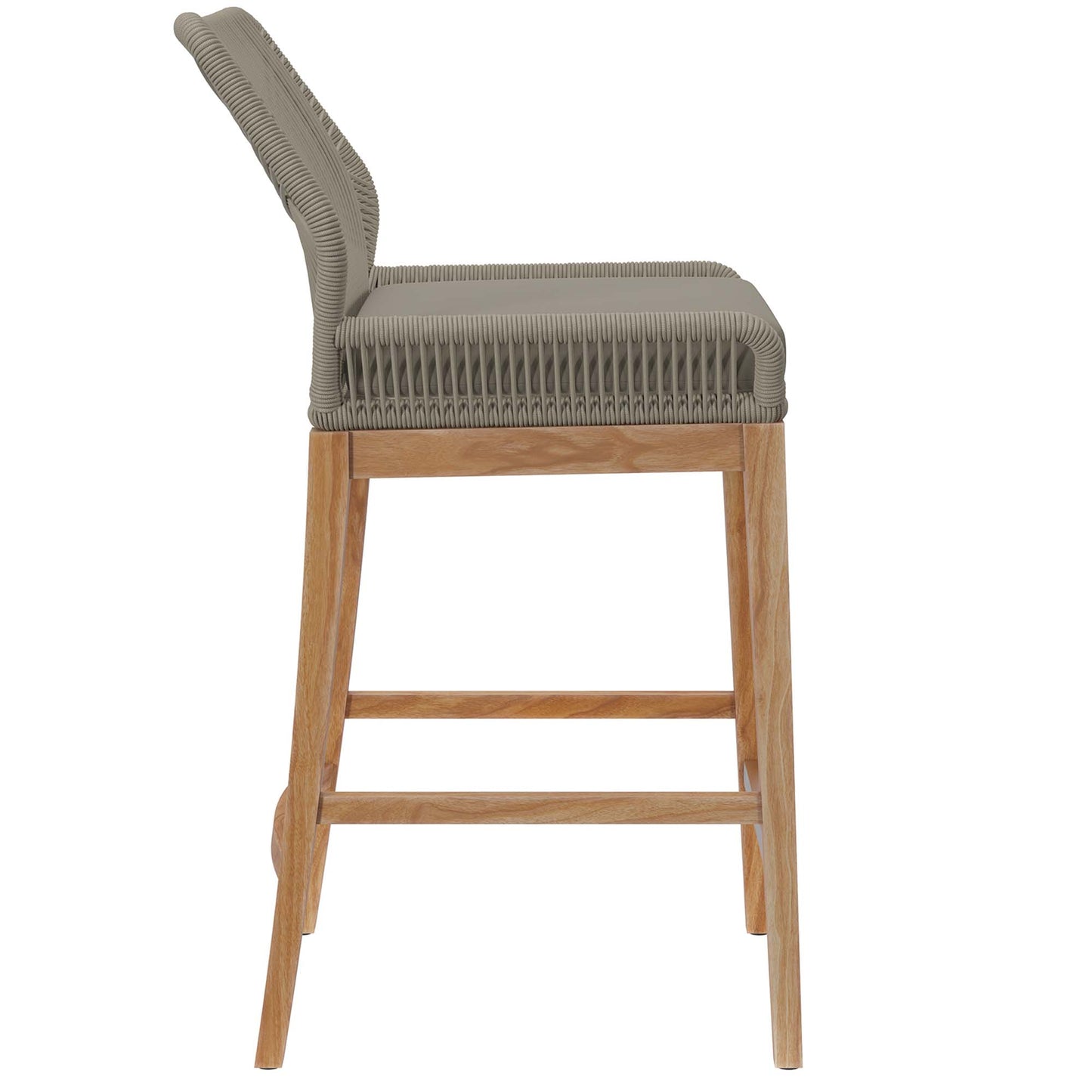 Modway - Wellspring Outdoor Patio Teak Wood Bar Stool by Modway  Outdoor Furniture Bar and Dining Gray - EEI-5746-LGR-GRG