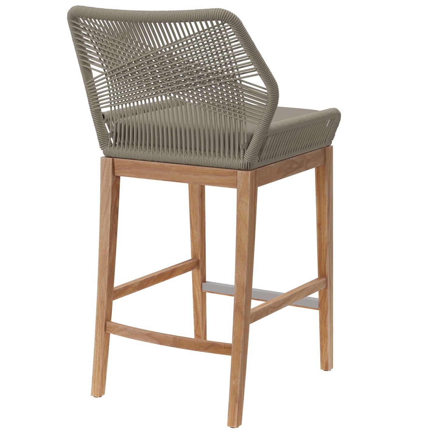Modway - Wellspring Outdoor Patio Teak Wood Bar Stool by Modway  Outdoor Furniture Bar and Dining Gray - EEI-5746-LGR-GRG