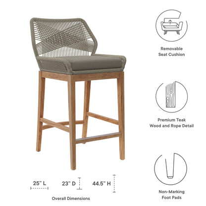 Modway - Wellspring Outdoor Patio Teak Wood Bar Stool by Modway  Outdoor Furniture Bar and Dining Gray - EEI-5746-LGR-GRG