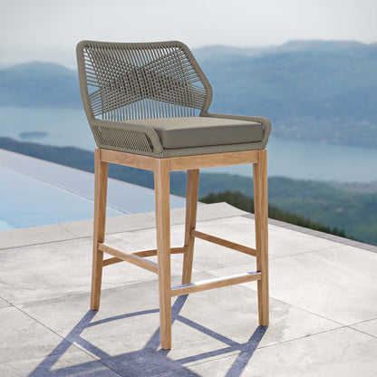 Modway - Wellspring Outdoor Patio Teak Wood Bar Stool by Modway  Outdoor Furniture Bar and Dining Gray - EEI-5746-LGR-GRG