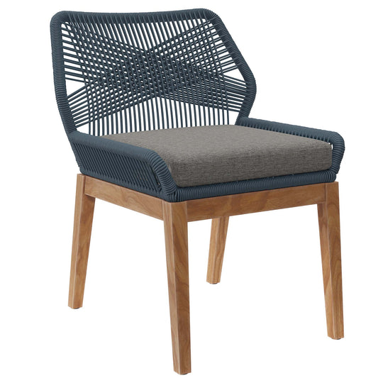 Modway - Wellspring Outdoor Patio Teak Wood Dining Chair by Modway  Outdoor Furniture Bar and Dining Gray - EEI-5747-BLU-GPH