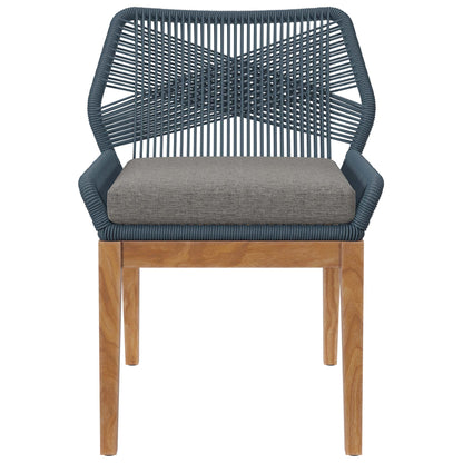 Modway - Wellspring Outdoor Patio Teak Wood Dining Chair by Modway  Outdoor Furniture Bar and Dining Gray - EEI-5747-BLU-GPH