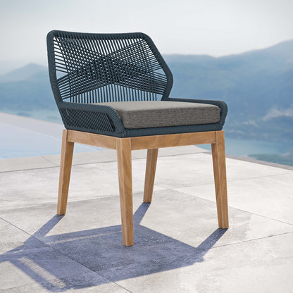 Modway - Wellspring Outdoor Patio Teak Wood Dining Chair by Modway  Outdoor Furniture Bar and Dining Gray - EEI-5747-BLU-GPH