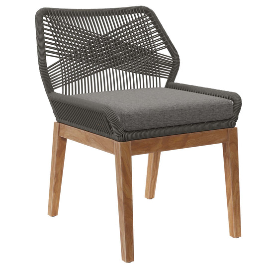 Modway - Wellspring Outdoor Patio Teak Wood Dining Chair by Modway  Outdoor Furniture Bar and Dining Gray - EEI-5747-GRY-GPH