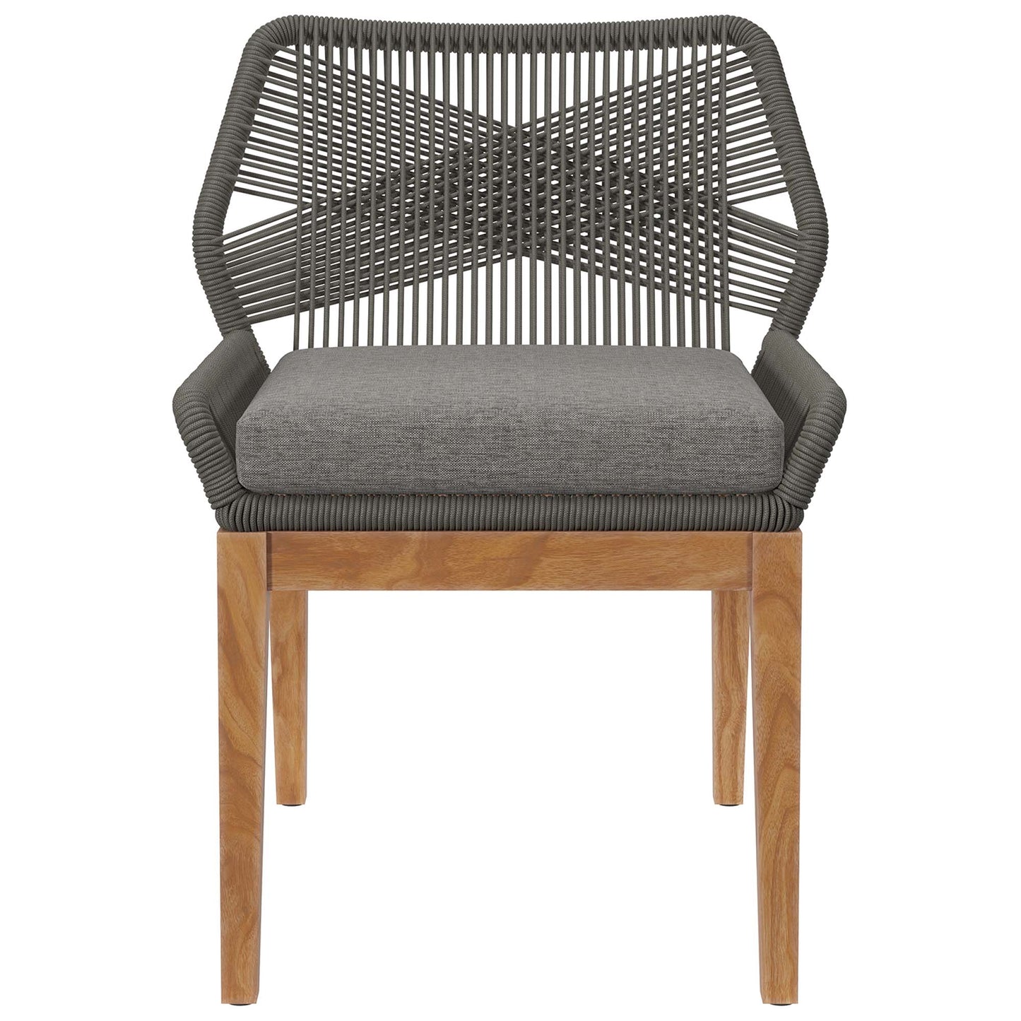 Modway - Wellspring Outdoor Patio Teak Wood Dining Chair by Modway  Outdoor Furniture Bar and Dining Gray - EEI-5747-GRY-GPH