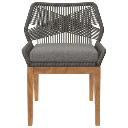 Modway - Wellspring Outdoor Patio Teak Wood Dining Chair by Modway  Outdoor Furniture Bar and Dining Gray - EEI-5747-GRY-GPH