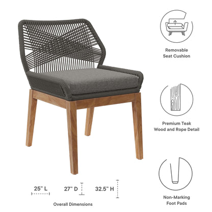Modway - Wellspring Outdoor Patio Teak Wood Dining Chair by Modway  Outdoor Furniture Bar and Dining Gray - EEI-5747-GRY-GPH