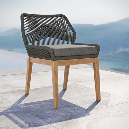 Modway - Wellspring Outdoor Patio Teak Wood Dining Chair by Modway  Outdoor Furniture Bar and Dining Gray - EEI-5747-GRY-GPH