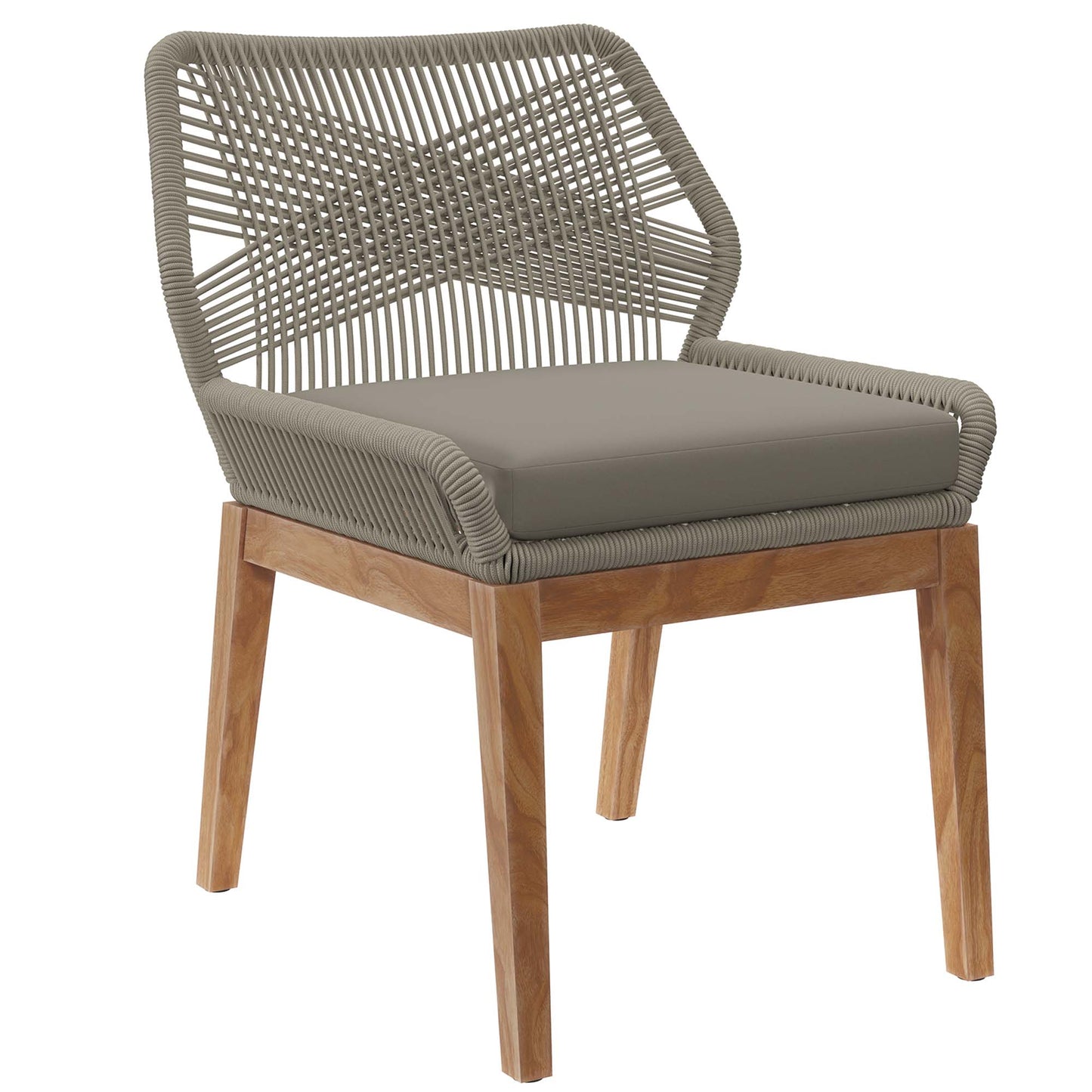 Modway - Wellspring Outdoor Patio Teak Wood Dining Chair by Modway  Outdoor Furniture Bar and Dining Gray - EEI-5747-LGR-GRG