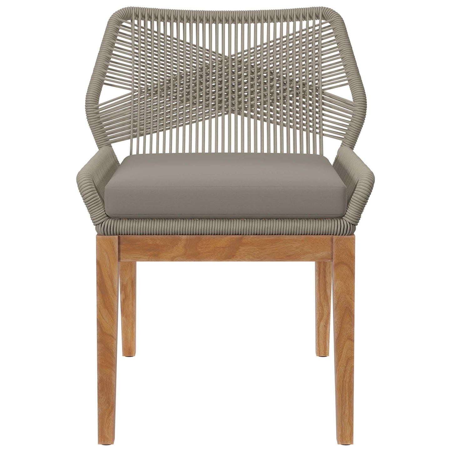 Modway - Wellspring Outdoor Patio Teak Wood Dining Chair by Modway  Outdoor Furniture Bar and Dining Gray - EEI-5747-LGR-GRG