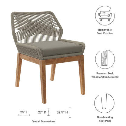Modway - Wellspring Outdoor Patio Teak Wood Dining Chair by Modway  Outdoor Furniture Bar and Dining Gray - EEI-5747-LGR-GRG