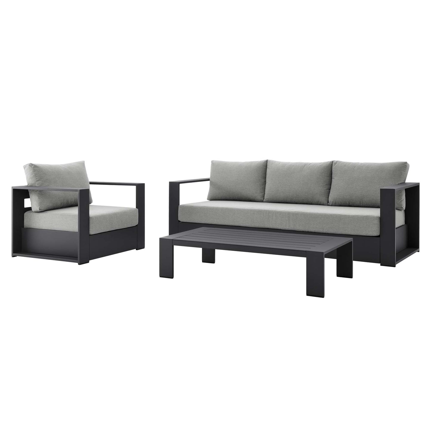 Modway - Tahoe 3-Piece Outdoor Patio Powder-Coated Aluminum Set by Modway  Outdoor Furniture Sofa Sectionals Gray - EEI-5748-GRY-GRY