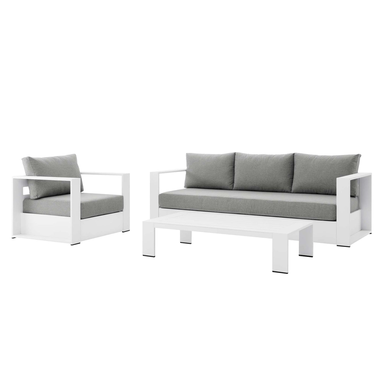 Modway - Tahoe 3-Piece Outdoor Patio Powder-Coated Aluminum Set by Modway  Outdoor Furniture Sofa Sectionals Gray - EEI-5748-WHI-GRY