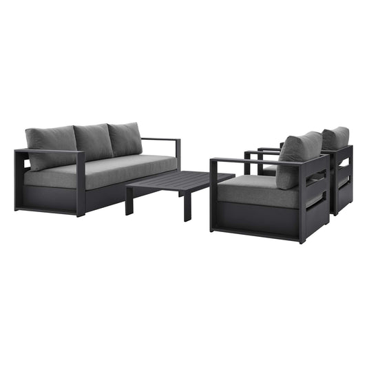 Modway - Tahoe 4-Piece Outdoor Patio Powder-Coated Aluminum Set by Modway  Outdoor Furniture Sofa Sectionals Brown - EEI-5749-GRY-CHA