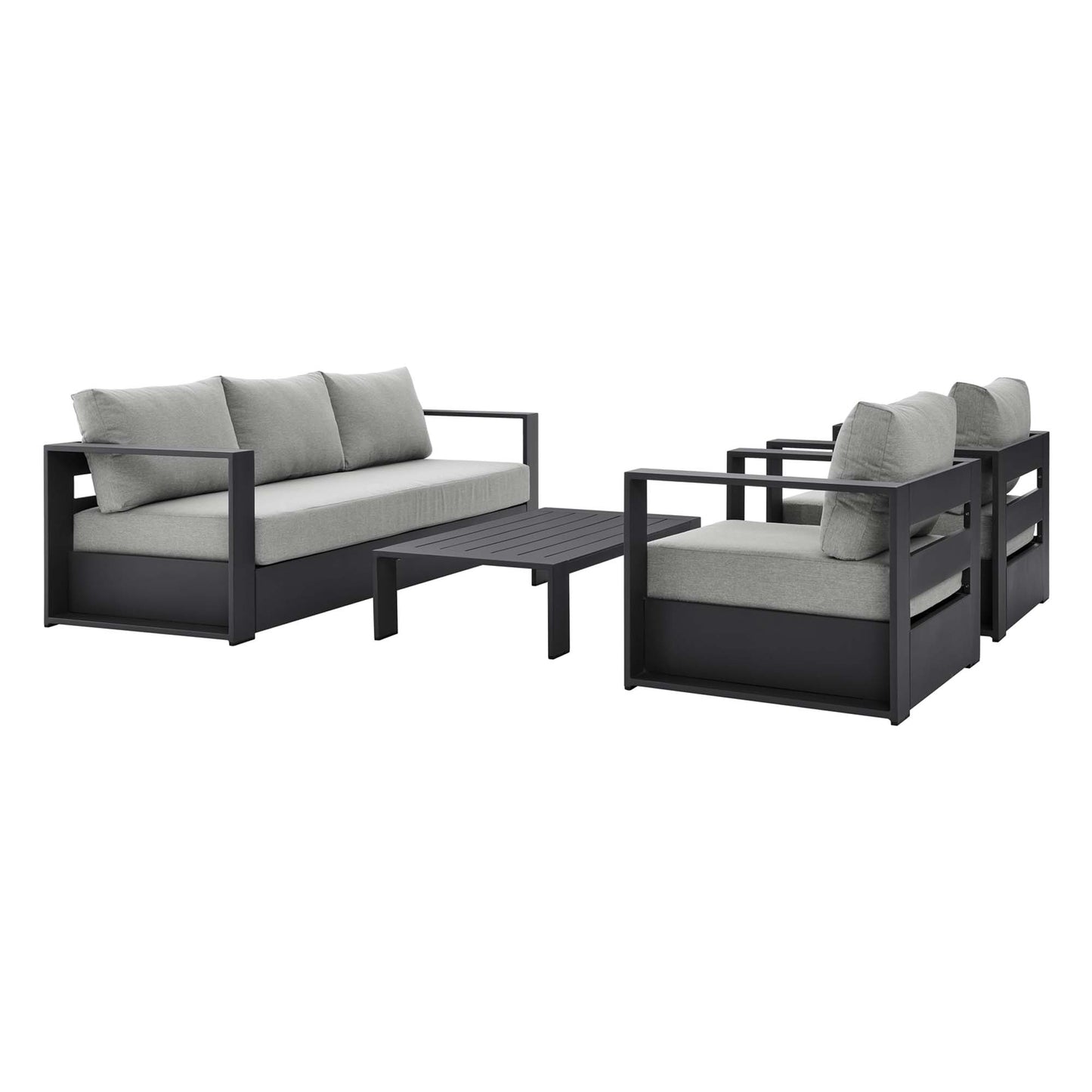 Modway - Tahoe 4-Piece Outdoor Patio Powder-Coated Aluminum Set by Modway  Outdoor Furniture Sofa Sectionals Gray - EEI-5749-GRY-GRY