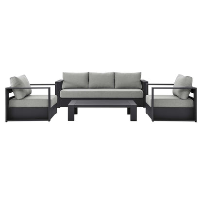 Modway - Tahoe 4-Piece Outdoor Patio Powder-Coated Aluminum Set by Modway  Outdoor Furniture Sofa Sectionals Gray - EEI-5749-GRY-GRY