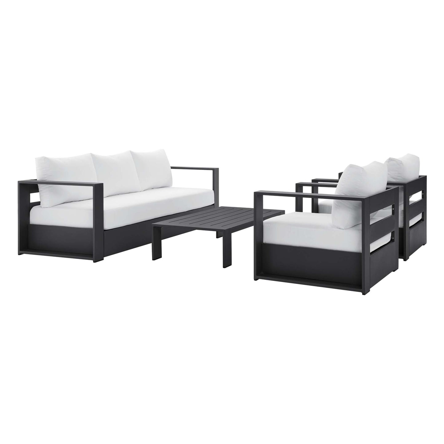 Modway - Tahoe 4-Piece Outdoor Patio Powder-Coated Aluminum Set by Modway  Outdoor Furniture Sofa Sectionals White - EEI-5749-GRY-WHI