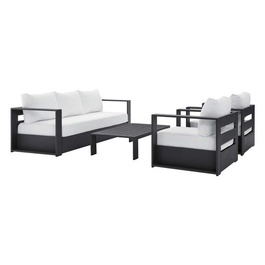 Modway - Tahoe 4-Piece Outdoor Patio Powder-Coated Aluminum Set by Modway  Outdoor Furniture Sofa Sectionals White - EEI-5749-GRY-WHI