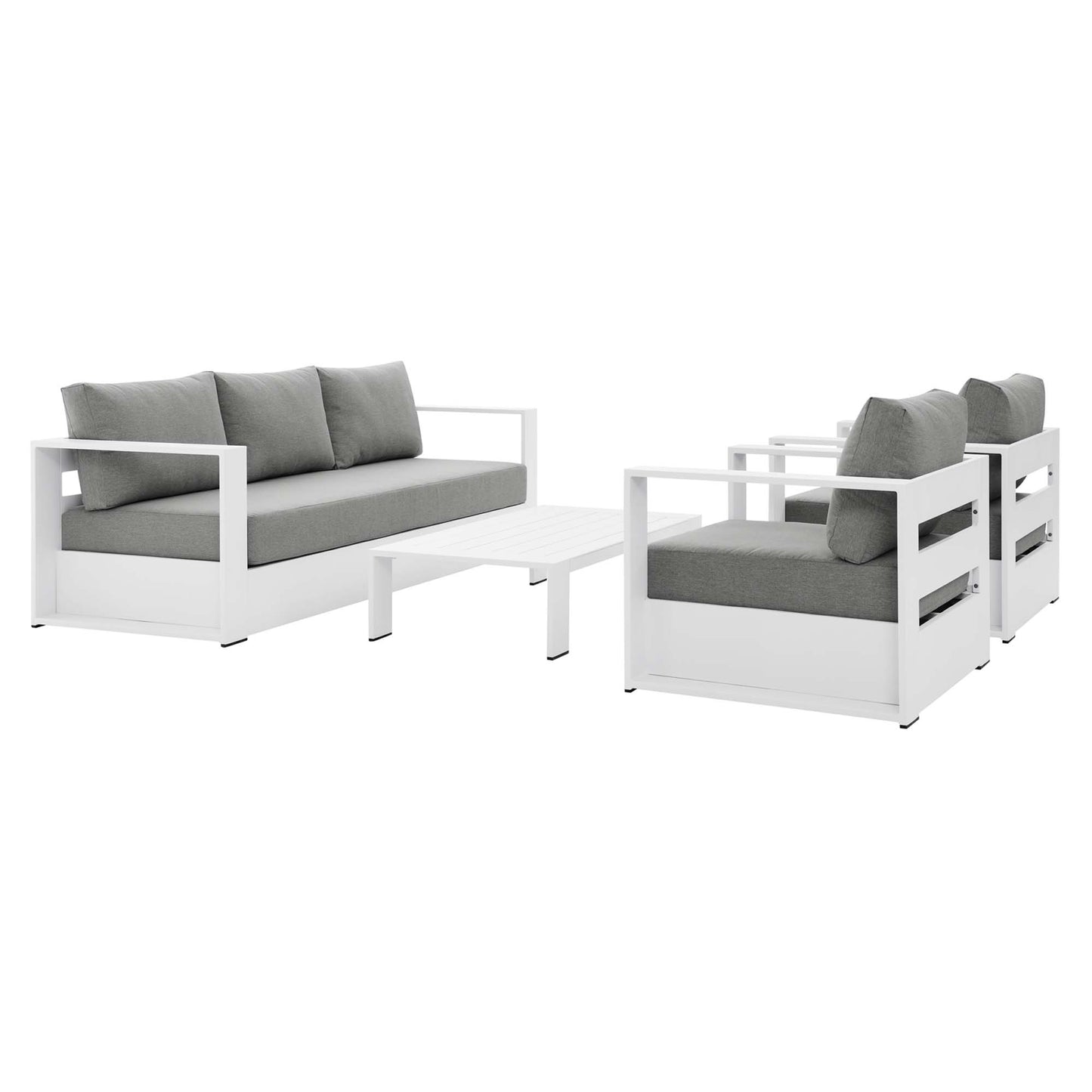 Modway - Tahoe 4-Piece Outdoor Patio Powder-Coated Aluminum Set by Modway  Outdoor Furniture Sofa Sectionals Gray - EEI-5749-WHI-GRY