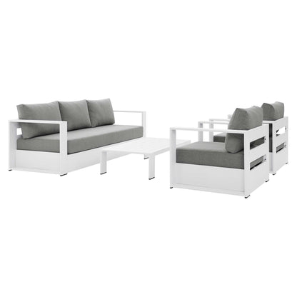Modway - Tahoe 4-Piece Outdoor Patio Powder-Coated Aluminum Set by Modway  Outdoor Furniture Sofa Sectionals Gray - EEI-5749-WHI-GRY