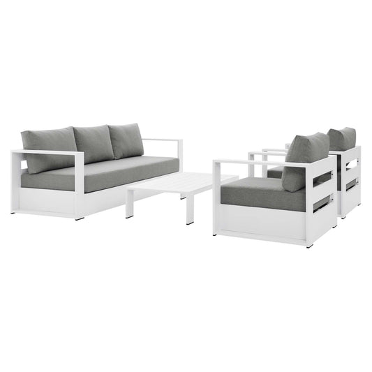 Modway - Tahoe 4-Piece Outdoor Patio Powder-Coated Aluminum Set by Modway  Outdoor Furniture Sofa Sectionals Gray - EEI-5749-WHI-GRY