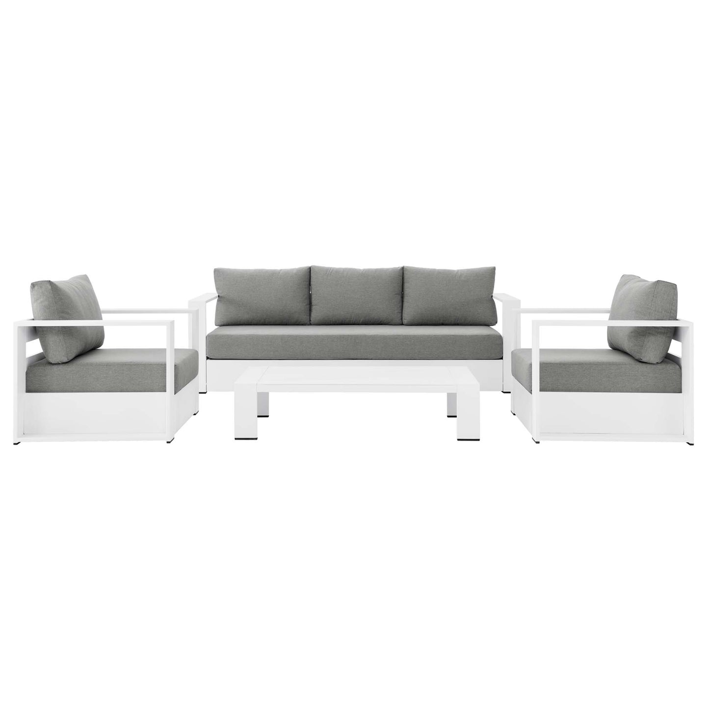 Modway - Tahoe 4-Piece Outdoor Patio Powder-Coated Aluminum Set by Modway  Outdoor Furniture Sofa Sectionals Gray - EEI-5749-WHI-GRY