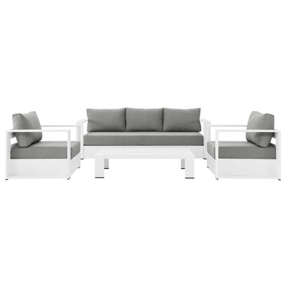 Modway - Tahoe 4-Piece Outdoor Patio Powder-Coated Aluminum Set by Modway  Outdoor Furniture Sofa Sectionals Gray - EEI-5749-WHI-GRY