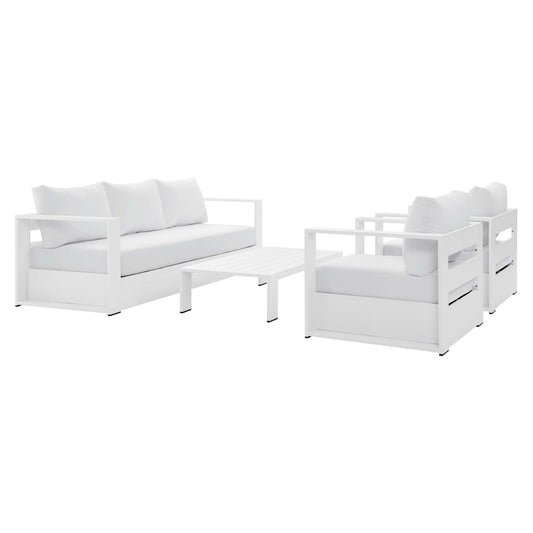 Modway - Tahoe 4-Piece Outdoor Patio Powder-Coated Aluminum Set by Modway  Outdoor Furniture Sofa Sectionals White - EEI-5749-WHI-WHI
