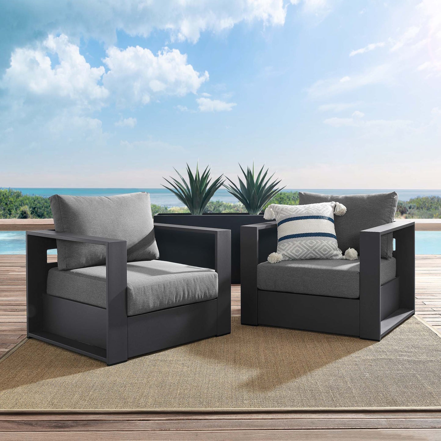 Modway - Tahoe 2-Piece Outdoor Patio Powder-Coated Aluminum Armchair Set by Modway  Outdoor Furniture Sofa Sectionals Brown - EEI-5751-GRY-CHA
