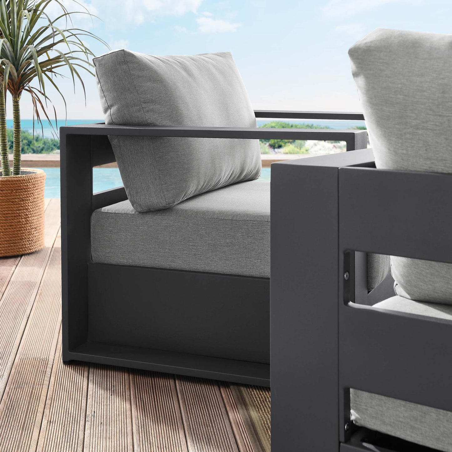 Modway - Tahoe 2-Piece Outdoor Patio Powder-Coated Aluminum Armchair Set by Modway  Outdoor Furniture Sofa Sectionals Gray - EEI-5751-GRY-GRY