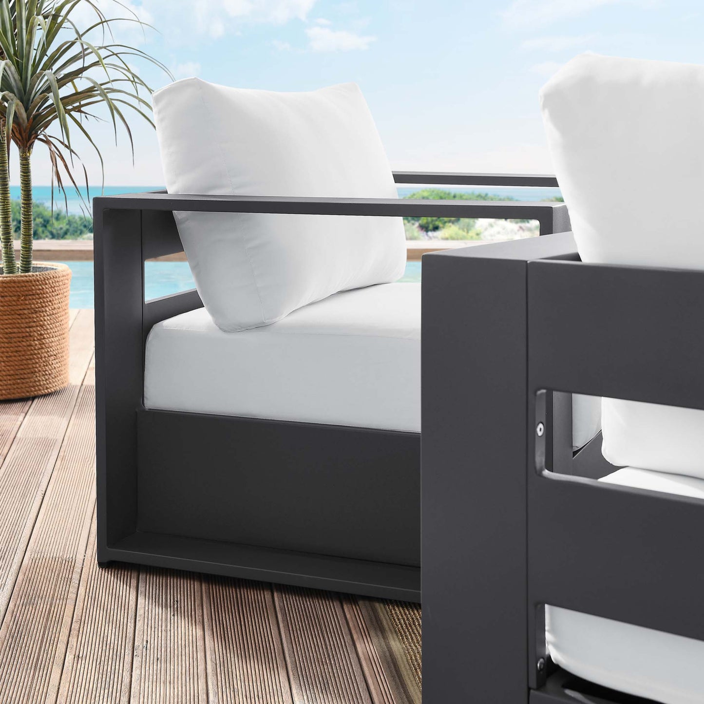 Modway - Tahoe 2-Piece Outdoor Patio Powder-Coated Aluminum Armchair Set by Modway  Outdoor Furniture Sofa Sectionals White - EEI-5751-GRY-WHI