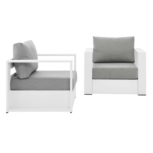 Modway - Tahoe 2-Piece Outdoor Patio Powder-Coated Aluminum Armchair Set by Modway  Outdoor Furniture Sofa Sectionals Gray - EEI-5751-WHI-GRY