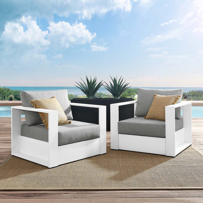 Modway - Tahoe 2-Piece Outdoor Patio Powder-Coated Aluminum Armchair Set by Modway  Outdoor Furniture Sofa Sectionals Gray - EEI-5751-WHI-GRY
