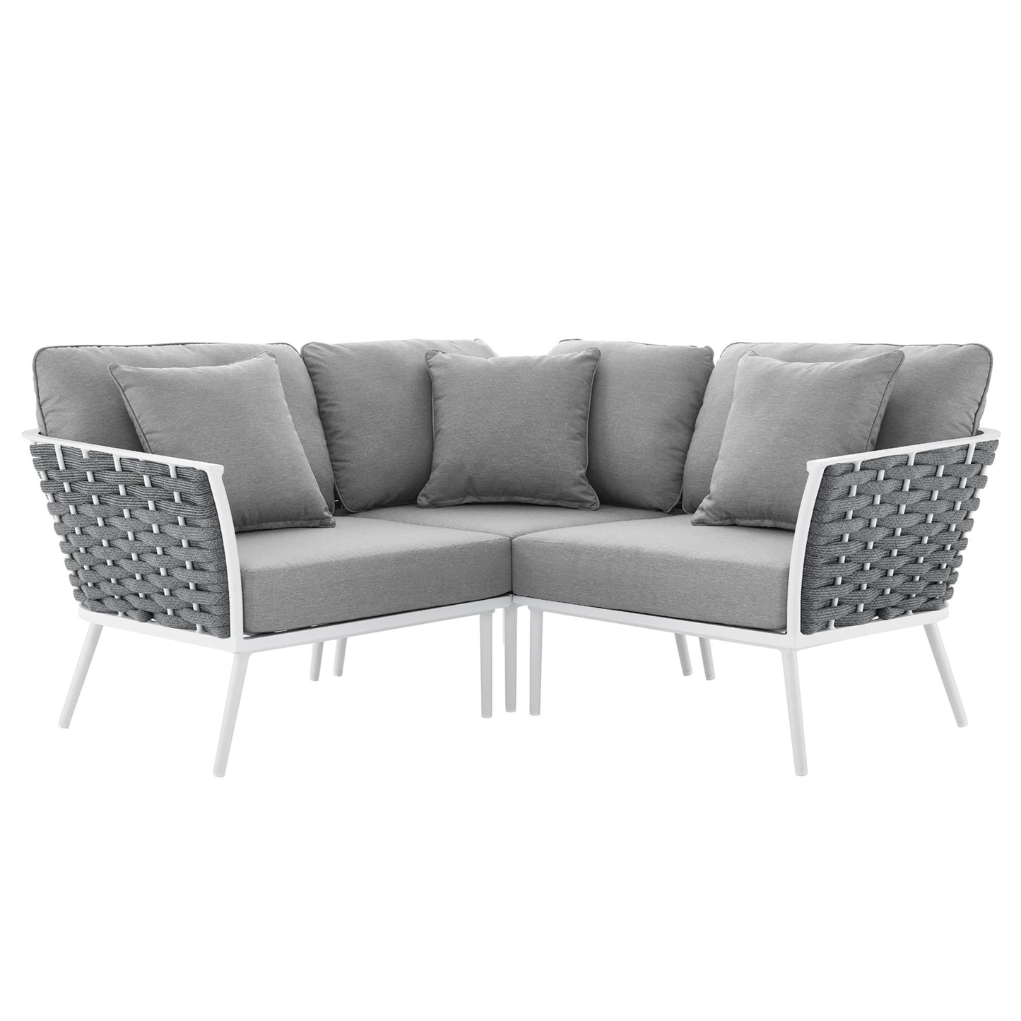 Modway Outlet Stance Outdoor Patio Aluminum Small Sectional Sofa by Modway  Outdoor Furniture Furniture White Gray - EEI-5752-WHI-GRY
