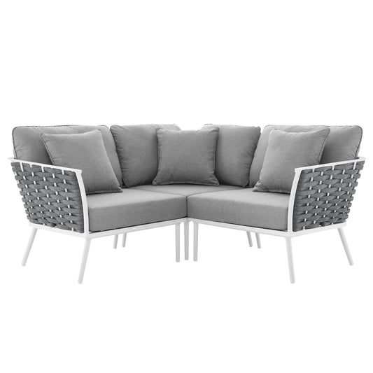 Modway Outlet Stance Outdoor Patio Aluminum Small Sectional Sofa by Modway  Outdoor Furniture Furniture White Gray - EEI-5752-WHI-GRY