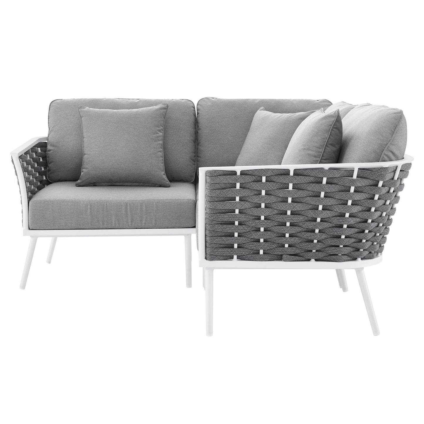 Modway Outlet Stance Outdoor Patio Aluminum Small Sectional Sofa by Modway  Outdoor Furniture Furniture White Gray - EEI-5752-WHI-GRY