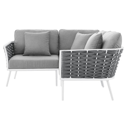 Modway Outlet Stance Outdoor Patio Aluminum Small Sectional Sofa by Modway  Outdoor Furniture Furniture White Gray - EEI-5752-WHI-GRY