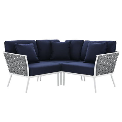 Modway Outlet Stance Outdoor Patio Aluminum Small Sectional Sofa by Modway  Outdoor Furniture Furniture White Navy - EEI-5752-WHI-NAV