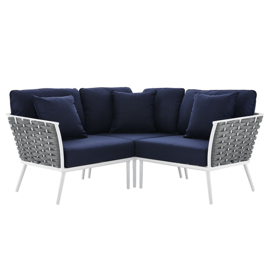 Modway Outlet Stance Outdoor Patio Aluminum Small Sectional Sofa by Modway  Outdoor Furniture Furniture White Navy - EEI-5752-WHI-NAV