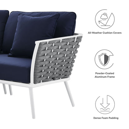 Modway Outlet Stance Outdoor Patio Aluminum Small Sectional Sofa by Modway  Outdoor Furniture Furniture White Navy - EEI-5752-WHI-NAV