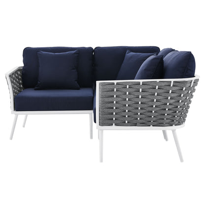 Modway Outlet Stance Outdoor Patio Aluminum Small Sectional Sofa by Modway  Outdoor Furniture Furniture White Navy - EEI-5752-WHI-NAV