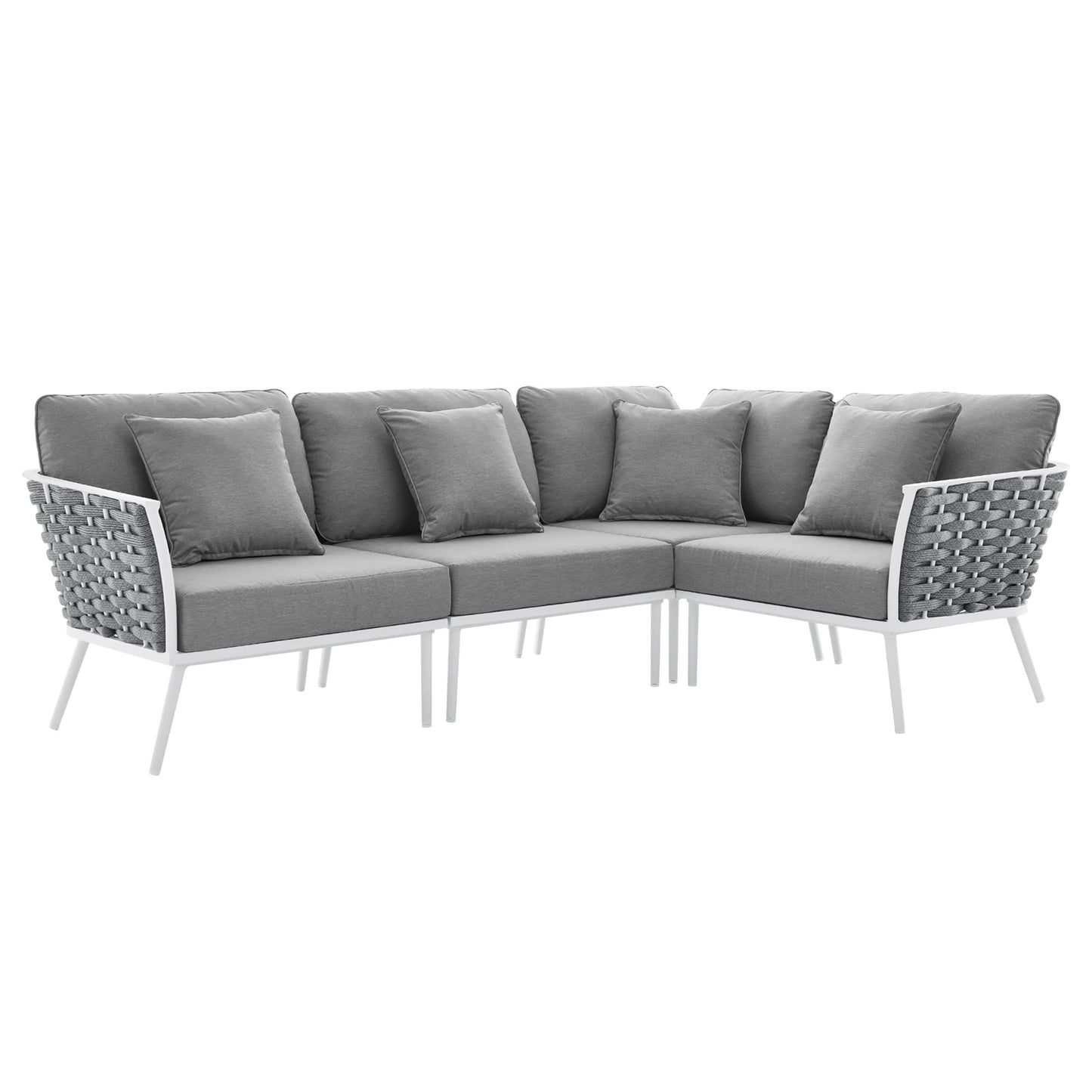 Modway Outlet Stance Outdoor Patio Aluminum Large Sectional Sofa by Modway  Outdoor Furniture Furniture White Gray - EEI-5753-WHI-GRY