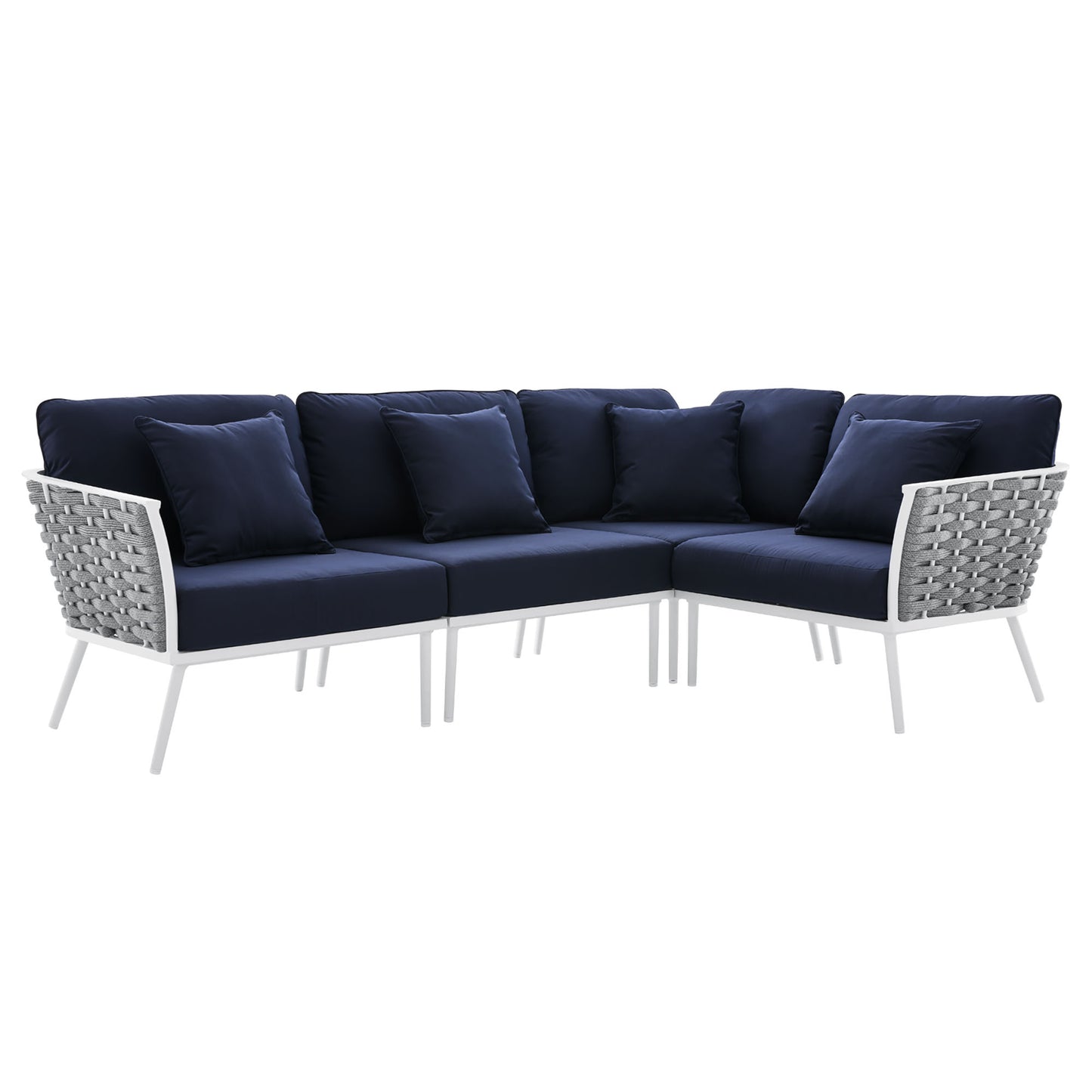 Modway Outlet Stance Outdoor Patio Aluminum Large Sectional Sofa by Modway  Outdoor Furniture Furniture White Navy - EEI-5753-WHI-NAV