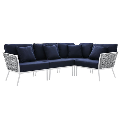 Modway Outlet Stance Outdoor Patio Aluminum Large Sectional Sofa by Modway  Outdoor Furniture Furniture White Navy - EEI-5753-WHI-NAV